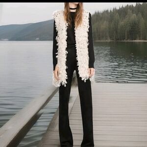 ZARA Fancy Waistcoat:Ecru, US M/EUR M